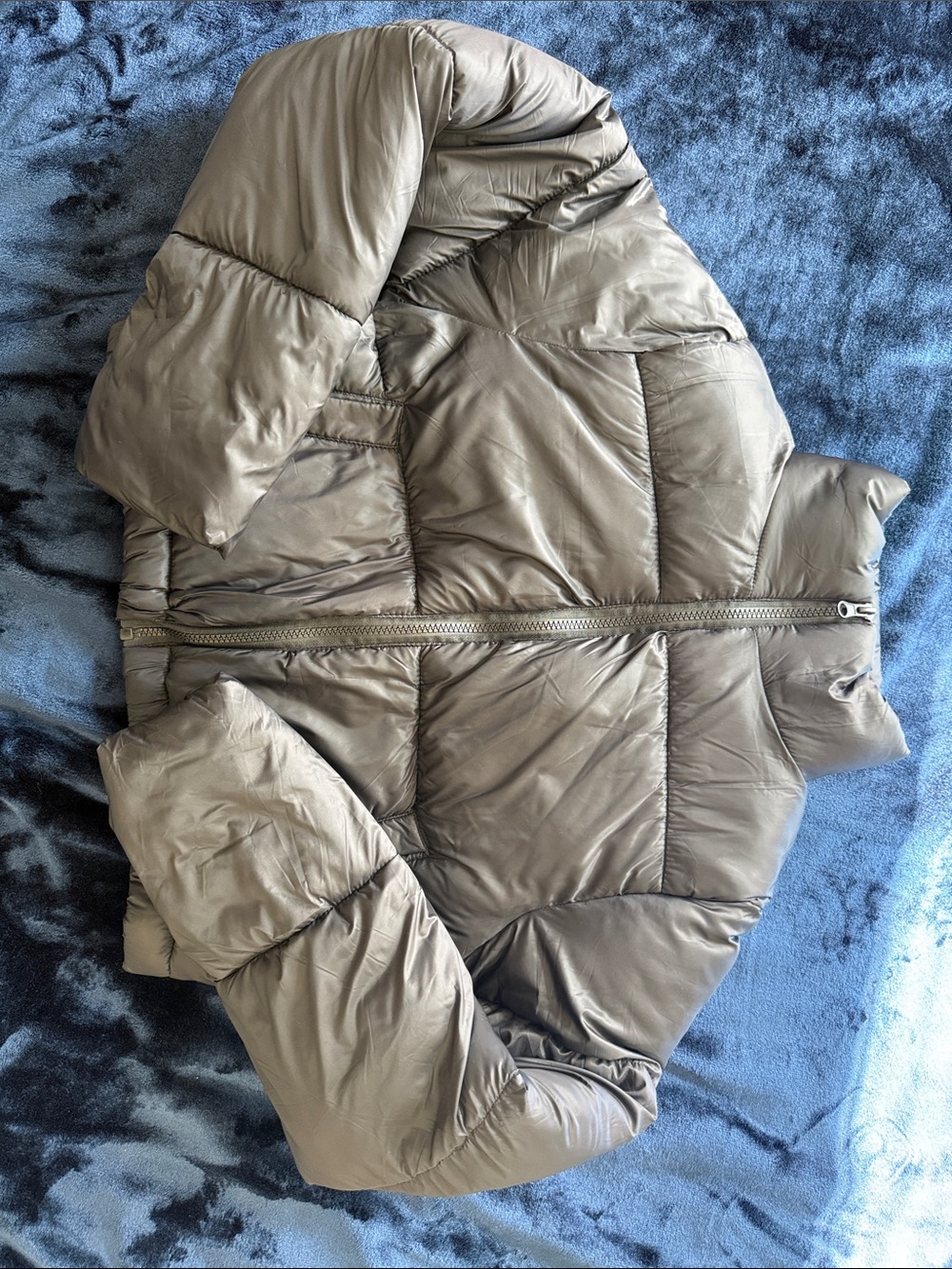 Fashion Nova Quilted Puffer Jacket in Taupe